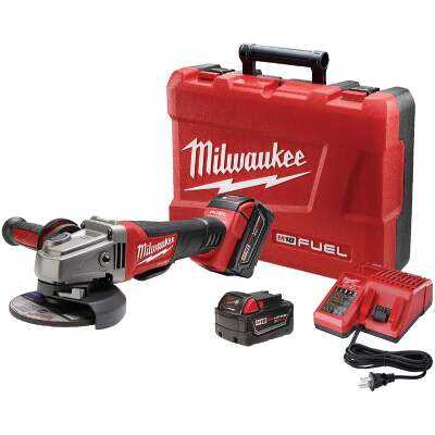 Milwaukee M18 FUEL 4-1/2 In / 5 In. Brushless Cordless Angle Grinder Kit with Paddle Switch with 5.0 Ah Battery & Charger